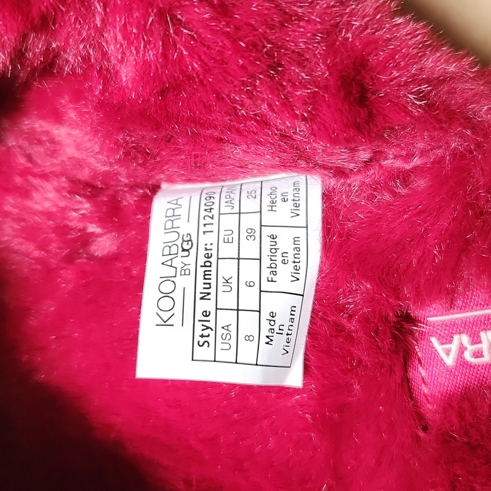 Koolaburra by UGG Burgundy Faux Fur Slippers Slides Women's 8 NWT and Box - Picture 4 of 9